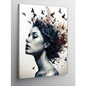 Kanvas Tablo Uçan Kuşlar Ve Kadın 70x100 cm