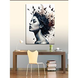 Kanvas Tablo Uçan Kuşlar Ve Kadın 70x100 cm