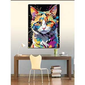 Kanvas Tablo Renkli Kedi 70x100 cm