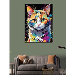 Kanvas Tablo Renkli Kedi 100x140 cm