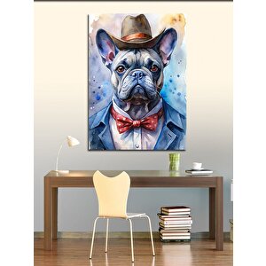 Kanvas Tablo Şapkalı Köpek 100x140 cm