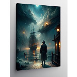 Kanvas Tablo Limandaki Adam Ve Gemi 50x70 cm