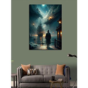 Kanvas Tablo Limandaki Adam Ve Gemi 50x70 cm
