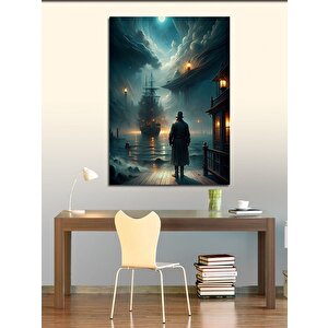 Kanvas Tablo Limandaki Adam Ve Gemi 50x70 cm