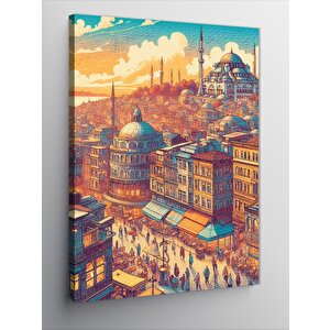 Kanvas Tablo Sonbaharda Cami Ve Şehir 100x140 cm