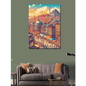 Kanvas Tablo Sonbaharda Cami Ve Şehir 100x140 cm