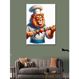 Kanvas Tablo Kebap Yapan Şef Aslan 70x100 cm