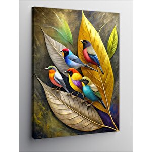 Kanvas Tablo Serçeler Ve Yapraklar 70x100 cm
