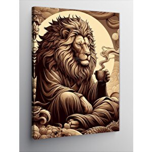 Kanvas Tablo Mistik Aslan Ve Kahve 100x140 cm