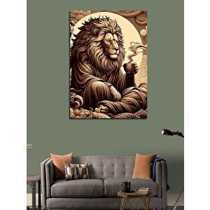 Kanvas Tablo Mistik Aslan Ve Kahve 100x140 cm