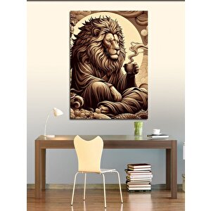 Kanvas Tablo Mistik Aslan Ve Kahve 100x140 cm