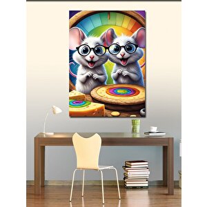 Kanvas Tablo Sevimli Gözlüklü Fareler 50x70 cm