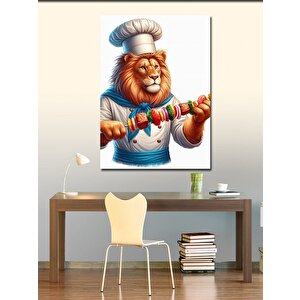 Kanvas Tablo Kebap Yapan Şef Aslan 100x140 cm