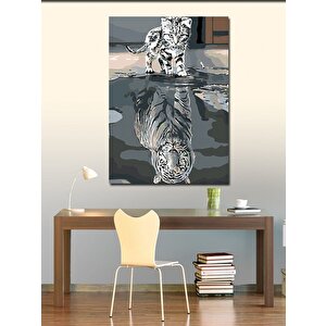 Kanvas Tablo Kaplan Olmayı Düşleyen Yavru Kedi 70x100 cm