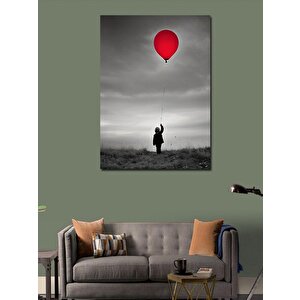 Kanvas Tablo Kırmızı Uçan Balonlu Çocuk 70x100 cm