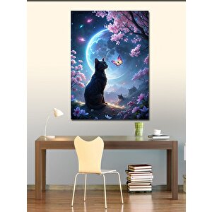 Kanvas Tablo Ormandaki Kedi Ve Kelebek 70x100 cm