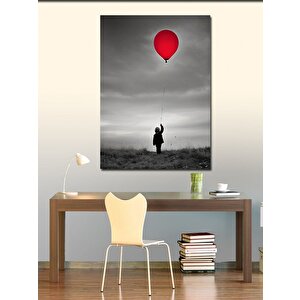 Kanvas Tablo Kırmızı Uçan Balonlu Çocuk 100x140 cm