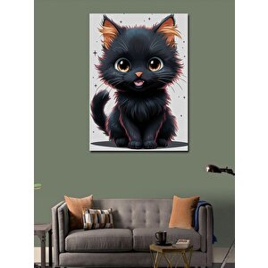 Kanvas Tablo Yavru Siyah Kedi 100x140 cm