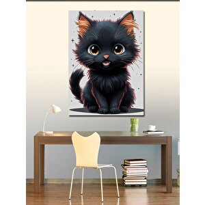 Kanvas Tablo Yavru Siyah Kedi 100x140 cm
