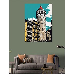 Kanvas Tablo İstanbul Galata Kulesi Çizimi 50x70 cm