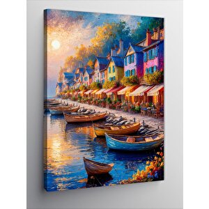 Kanvas Tablo Göl Evi Ve Kayıklar 70x100 cm