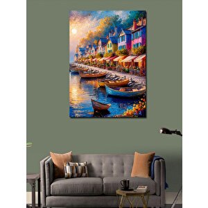 Kanvas Tablo Göl Evi Ve Kayıklar 70x100 cm