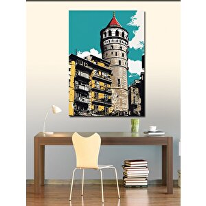 Kanvas Tablo İstanbul Galata Kulesi Çizimi 70x100 cm