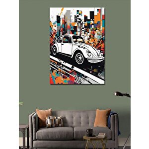 Kanvas Tablo Beyaz Kaplumbağa Araba 50x70 cm
