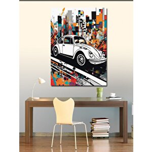 Kanvas Tablo Beyaz Kaplumbağa Araba 70x100 cm
