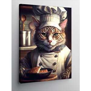 Kanvas Tablo Aşçı Obur Kedi 70x100 cm