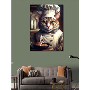Kanvas Tablo Aşçı Obur Kedi 70x100 cm