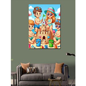 Kanvas Tablo Kumdan Kale Yapan Çocuklar 100x140 cm