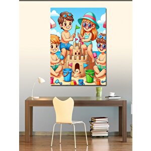 Kanvas Tablo Kumdan Kale Yapan Çocuklar 100x140 cm