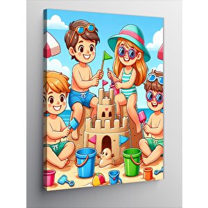 Kanvas Tablo Kumdan Kale Yapan Çocuklar 70x100 cm