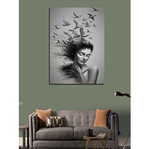 Kanvas Tablo Kadın Ve Kuşlar 50x70 cm