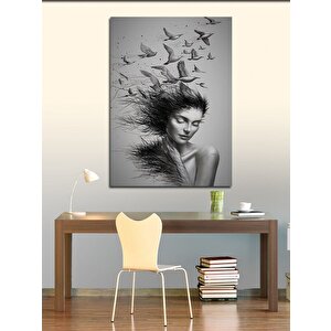 Kanvas Tablo Kadın Ve Kuşlar 100x140 cm