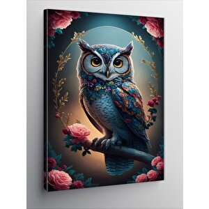 Kanvas Tablo Çiçekler Ve Baykuş 70x100 cm