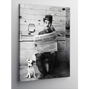 Kanvas Tablo Charlie Chapline Ve Köpek 70x100 cm
