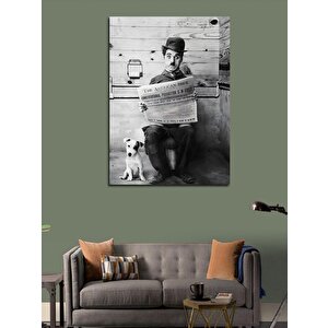 Kanvas Tablo Charlie Chapline Ve Köpek 70x100 cm