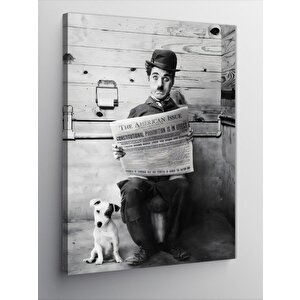 Kanvas Tablo Charlie Chapline Ve Köpek 100x140 cm