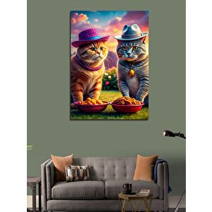 Kanvas Tablo Kedi Ailesi 100x140 cm