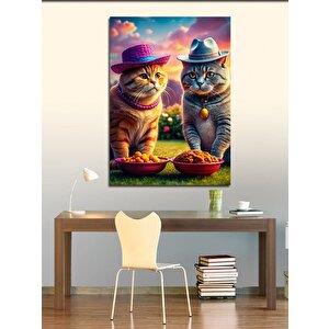 Kanvas Tablo Kedi Ailesi 70x100 cm