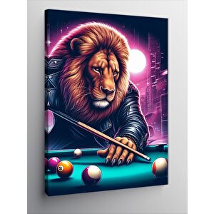 Kanvas Tablo Bilardo Oynayan Aslan 100x140 cm