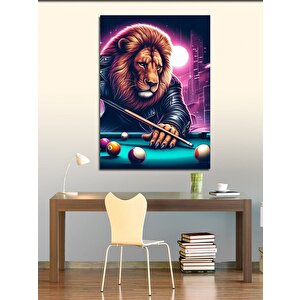 Kanvas Tablo Bilardo Oynayan Aslan 100x140 cm
