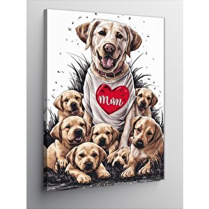 Kanvas Tablo Yavru Golden Köpekler Ve Annesi 50x70 cm