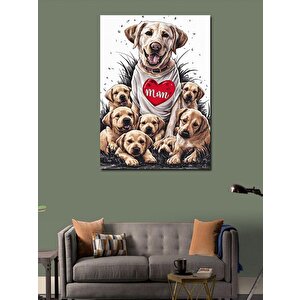 Kanvas Tablo Yavru Golden Köpekler Ve Annesi 50x70 cm