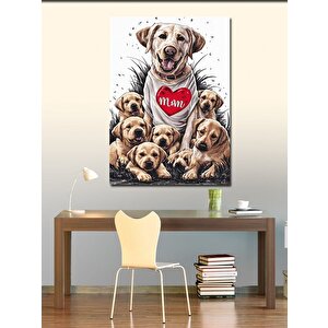 Kanvas Tablo Yavru Golden Köpekler Ve Annesi 50x70 cm