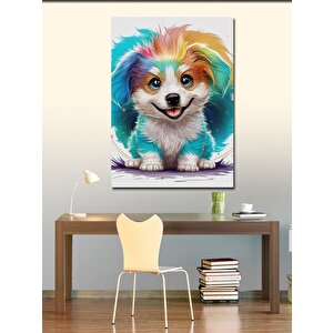 Kanvas Tablo Renkli Tüylü Köpek Yavrusu 70x100 cm