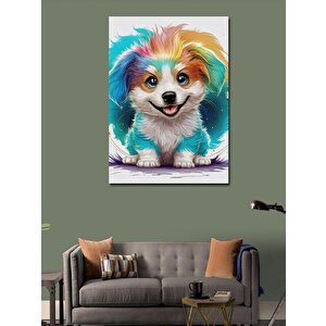 Kanvas Tablo Renkli Tüylü Köpek Yavrusu 50x70 cm