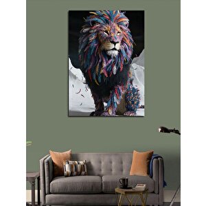 Kanvas Tablo Renkli Aslan 100x140 cm